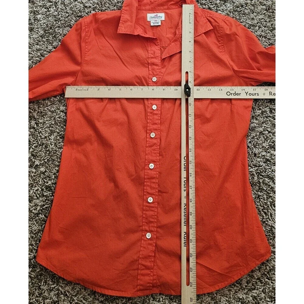 Woman J. Crew Haberdashery Refined Stretch Button Cotton Blend Shirt XS Orange - Picture 9 of 9